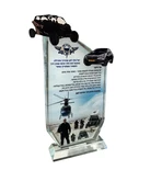 מגן הוקרה קריסטל + דמות חיתוך בלייזר גןבה 25